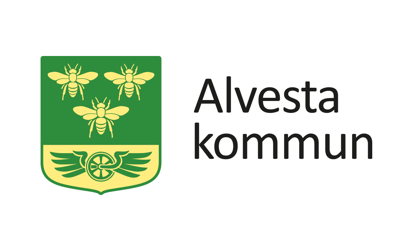 Alvesta kommuns logotyp i gult och grönt.